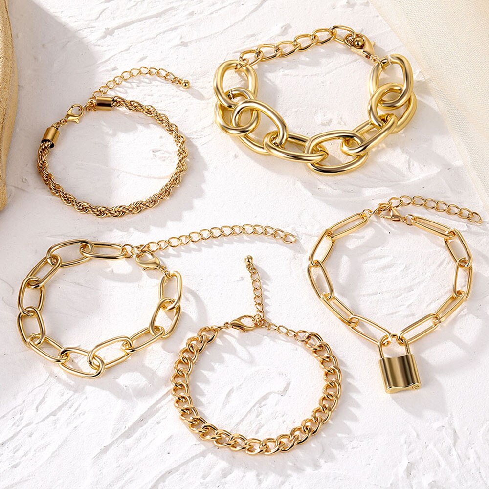 Punk Rock Thick Chain Bracelet for Women