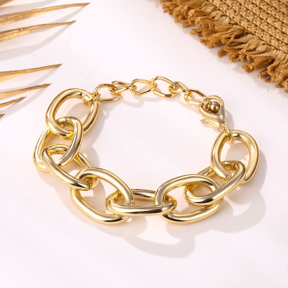 Punk Rock Thick Chain Bracelet for Women