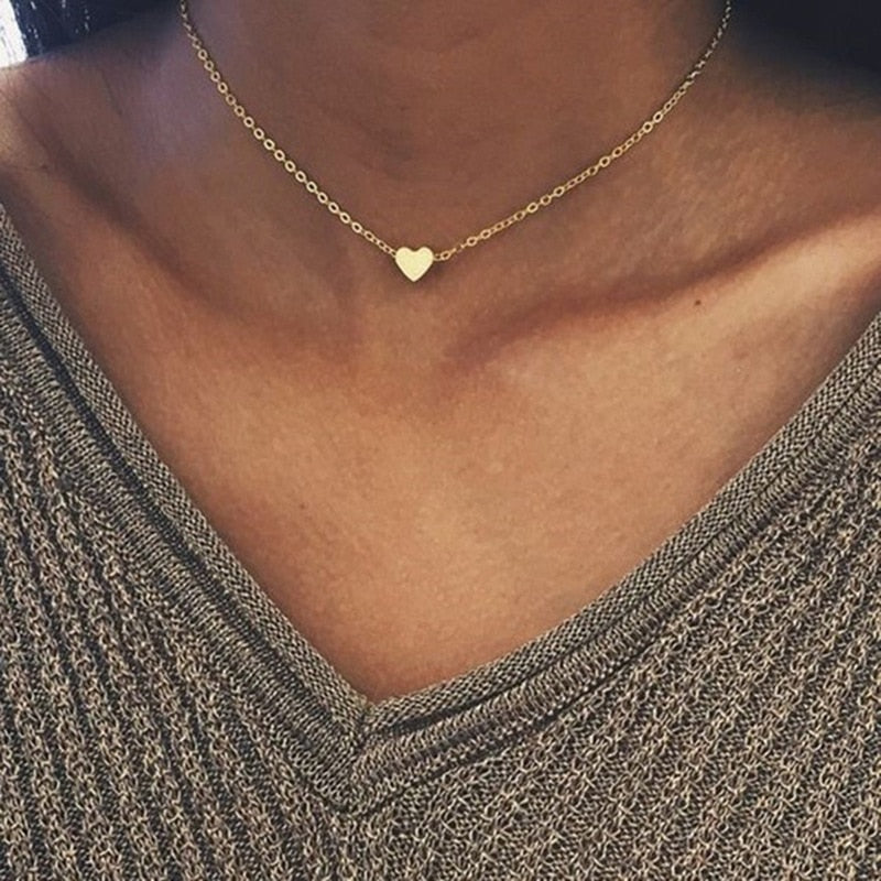 Gold/Silver Color Chain Star Heart Choker Necklace