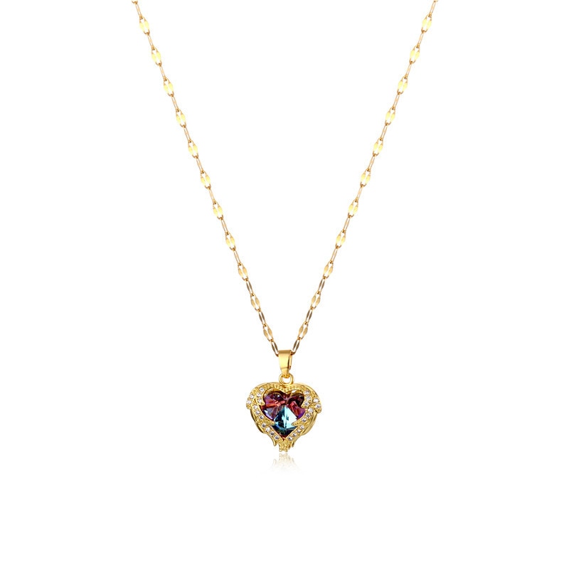 Luxury Heart Of Ocean Crystal Pendant Stainless Steel Necklace