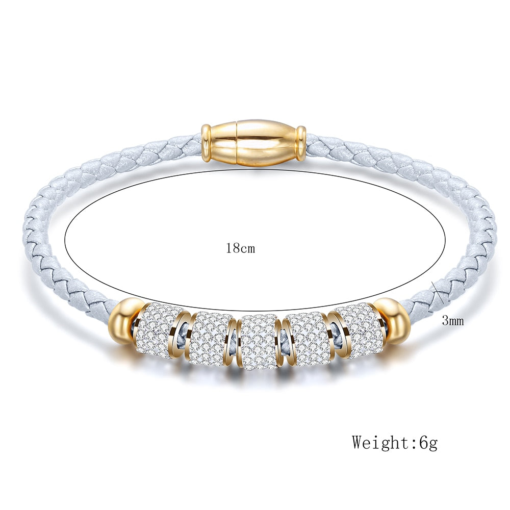 fashion jewelry  leather rope stainless steel rope bracelet