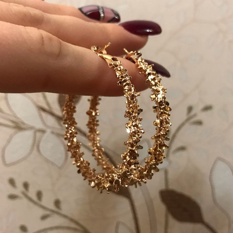 Retro Alloy Metal Round Hoop Earrings