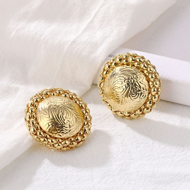 Retro Alloy Metal Round Hoop Earrings