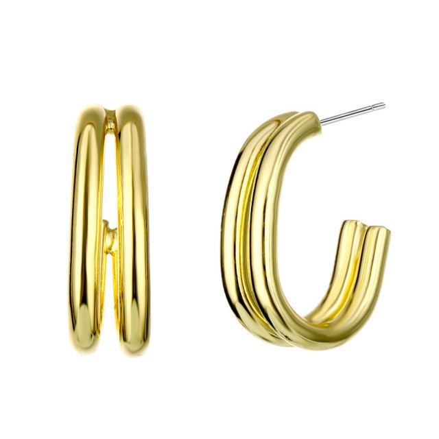 Retro Alloy Metal Round Hoop Earrings