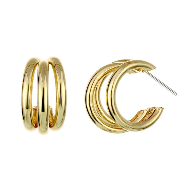 Retro Alloy Metal Round Hoop Earrings