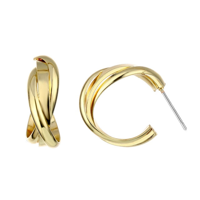 Retro Alloy Metal Round Hoop Earrings