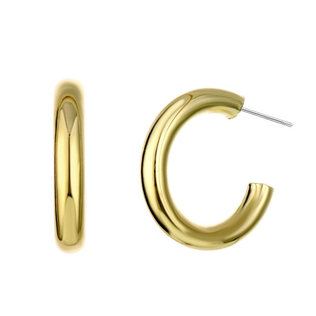 Retro Alloy Metal Round Hoop Earrings