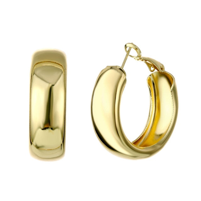 Retro Alloy Metal Round Hoop Earrings