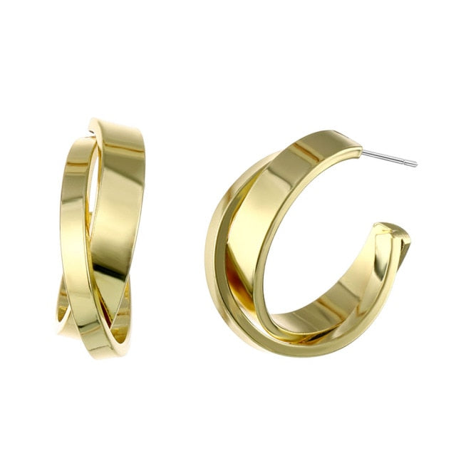 Retro Alloy Metal Round Hoop Earrings