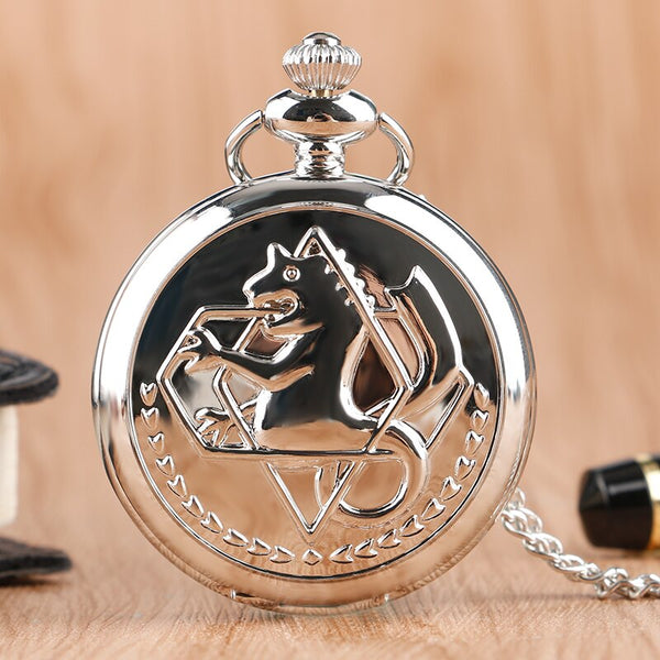 Reloj de cuarzo Fullmetal Alchemist de estilo antiguo de bolsillo con dibujos animados