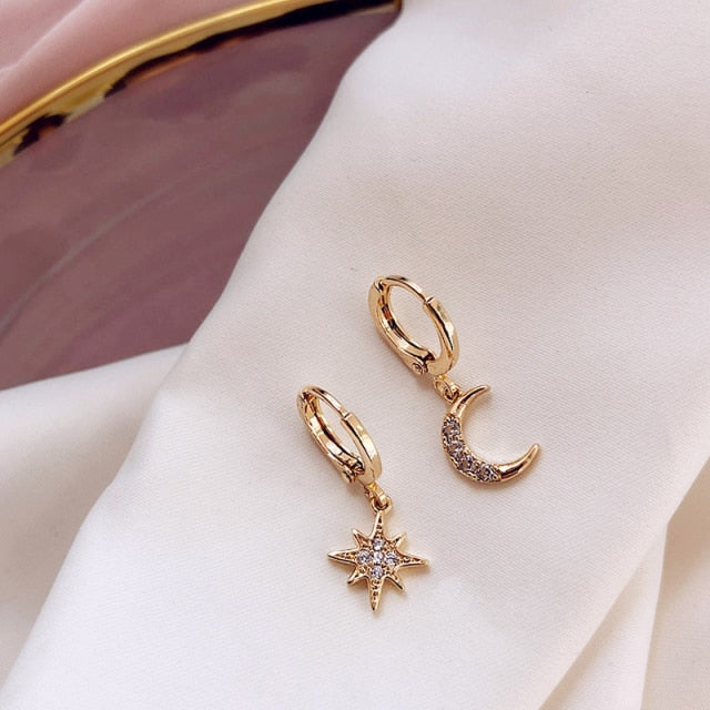 Asymmetric Abstract Star Drop Earrings