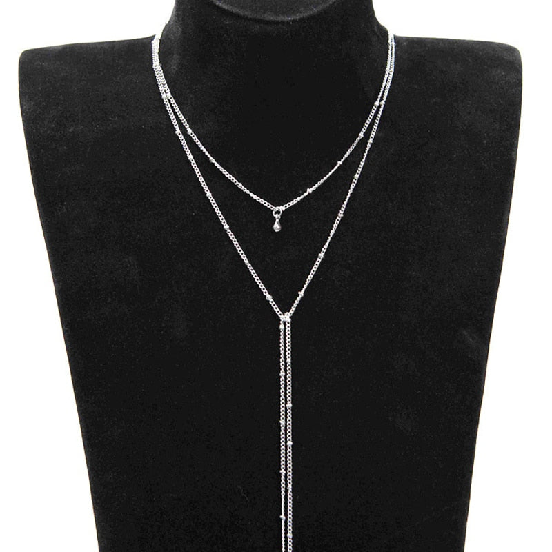 Simple Gold Silver Color Chain Choker Necklace
