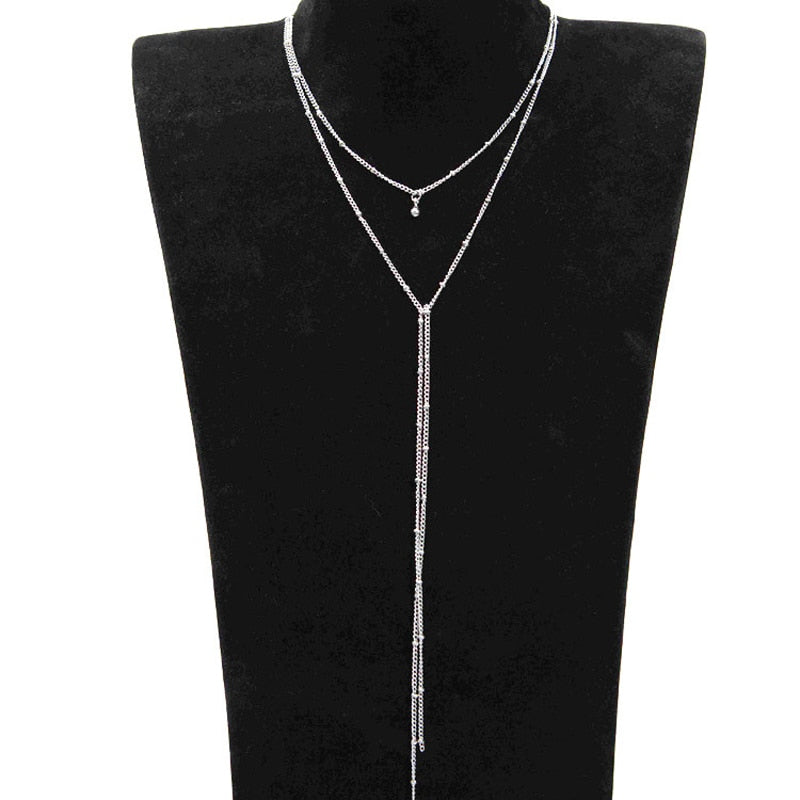 Simple Gold Silver Color Chain Choker Necklace