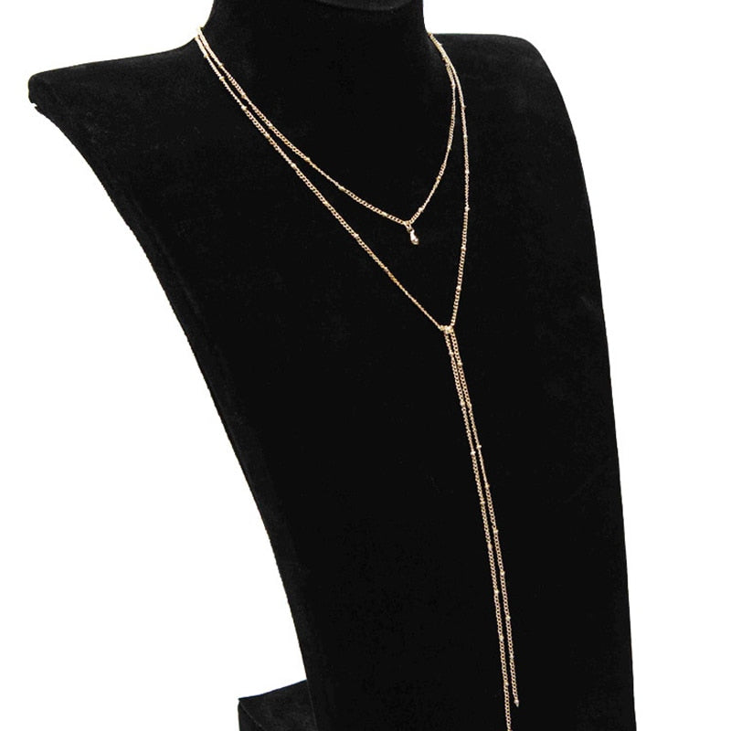 Simple Gold Silver Color Chain Choker Necklace