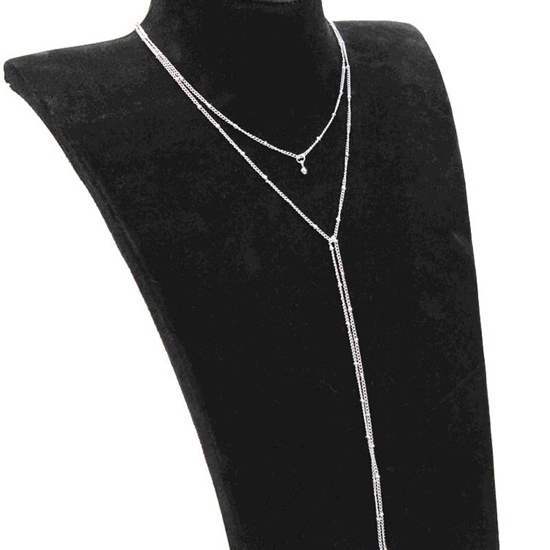 Simple Gold Silver Color Chain Choker Necklace