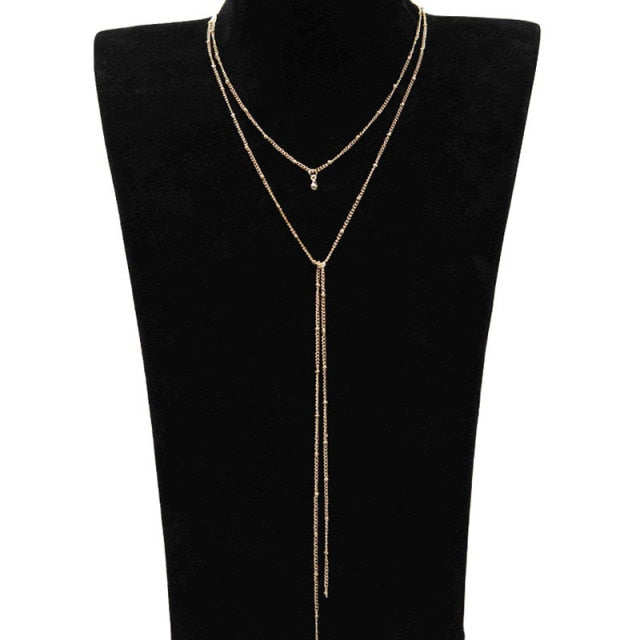 Simple Gold Silver Color Chain Choker Necklace