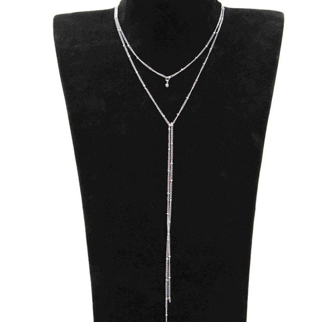 Simple Gold Silver Color Chain Choker Necklace