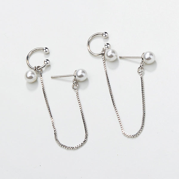1 pieza de aretes con borlas y cadena de clip con perlas
