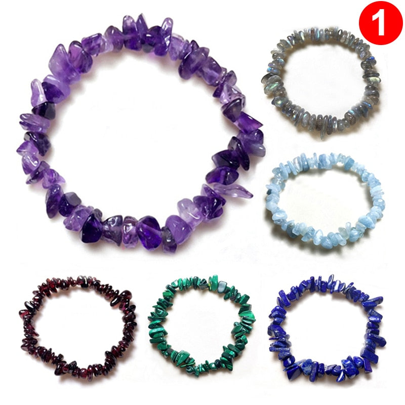 Hot Irregular Natural Crystals Chakras Stone Bracelet