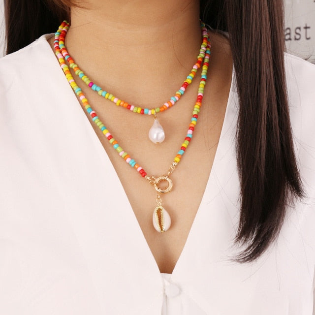 Alloy Shell Pendant Necklace for Women
