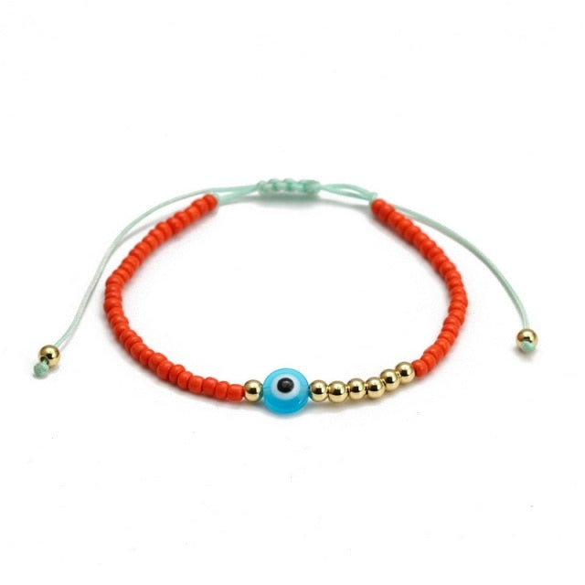 Blue Evil Eye Bead Bracelet