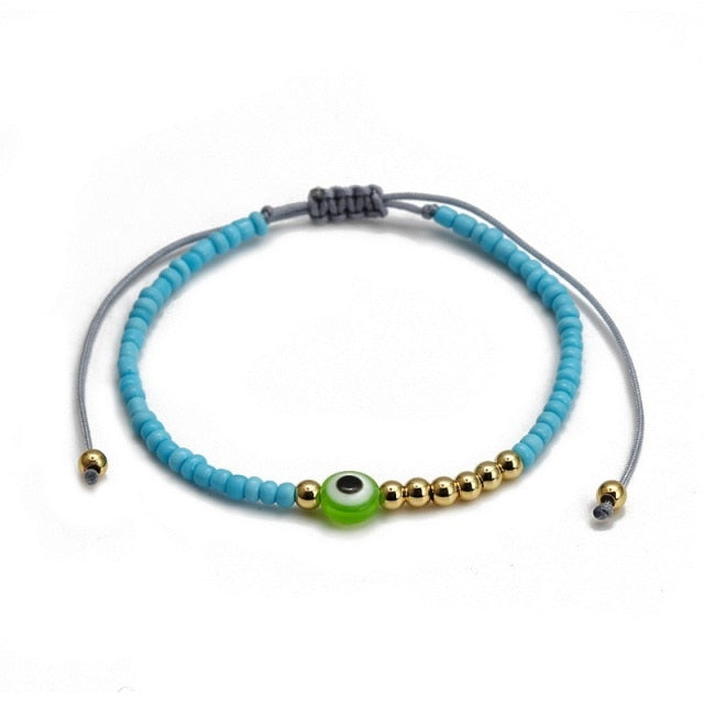 Blue Evil Eye Bead Bracelet