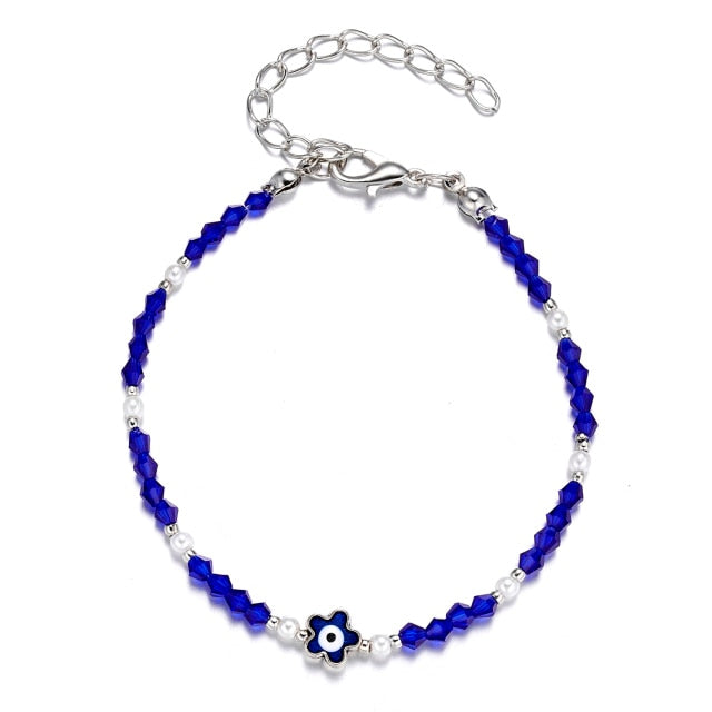 Blue Evil Eye Bead Bracelet
