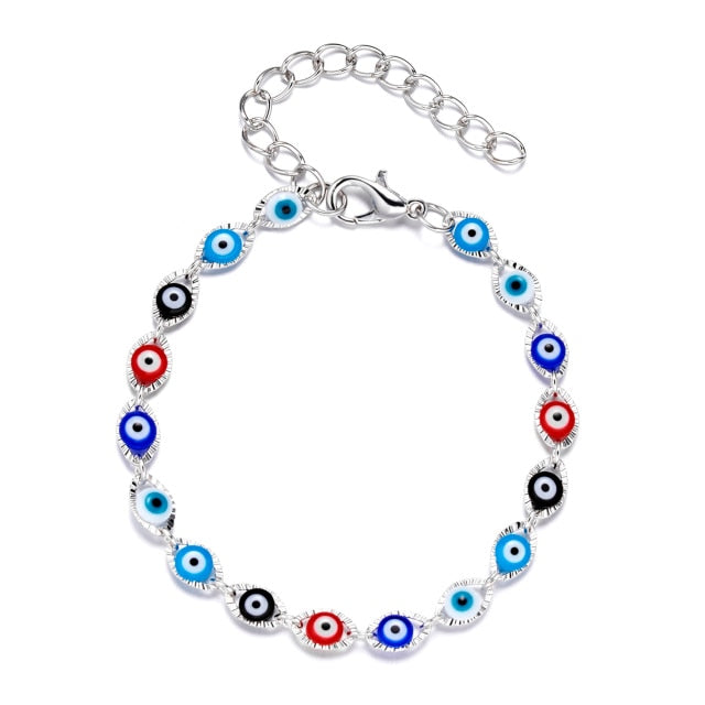 Blue Evil Eye Bead Bracelet