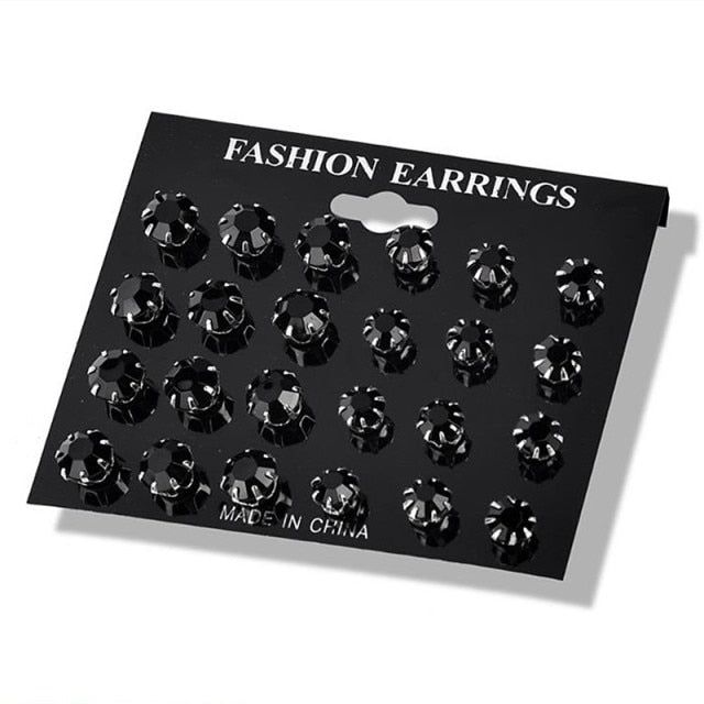 6/12 Pairs Classic Fashion Color CZ Element Stud Earrings