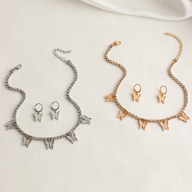 Fashion Butterfly Choker Necklaces Set