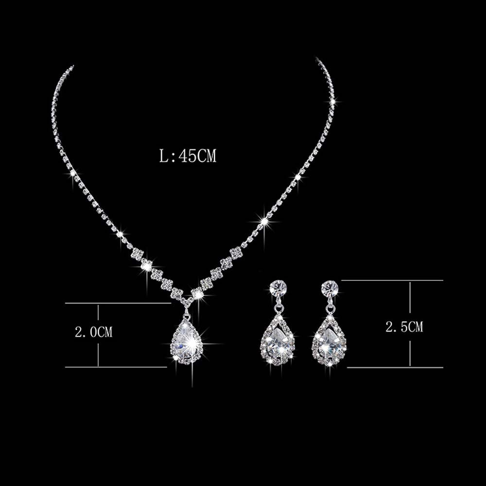 Luxury Cubic Zirconia Teardrop Necklace Earrings Set