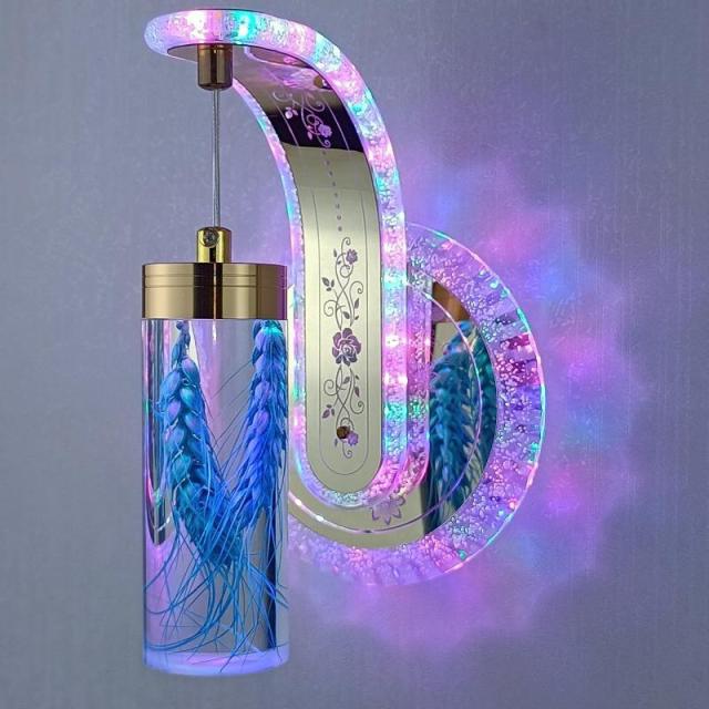 New Led Wall Light  Real flower Crystal Amber Bedside Wall Lamp