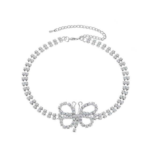 Punk Cuban Double Layer Big Butterfly Pendant Necklace