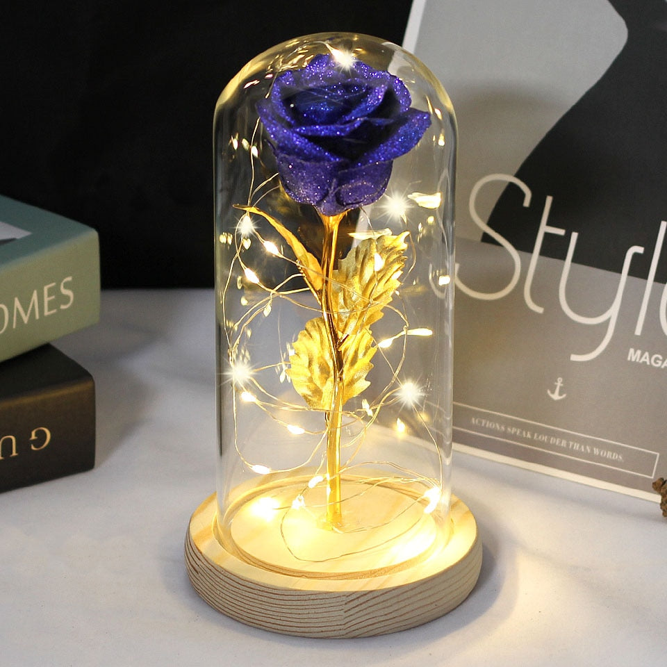 Christmas Gift -Rose Beauty and the Beast In A Glass Dome