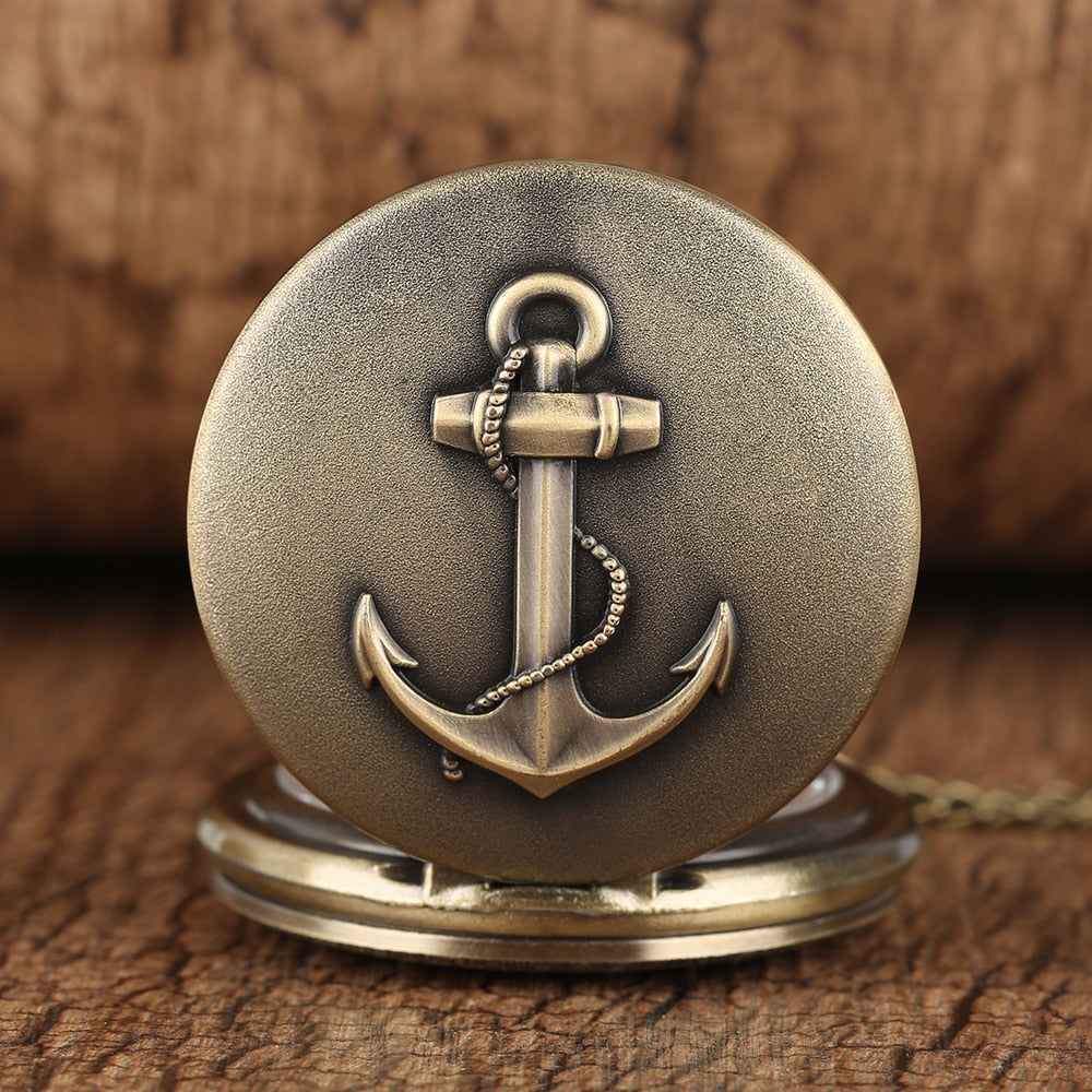 3D Rope Silver/Bronze Sailing Design Quartz Pocket Watch