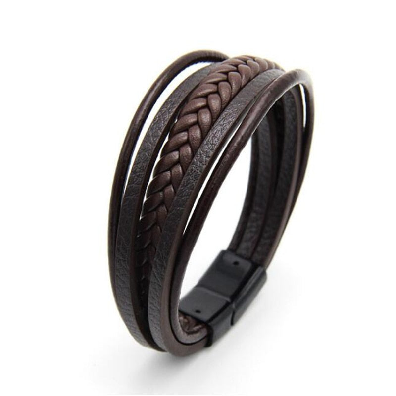 Braided Blue Color Leather Bracelets for Men