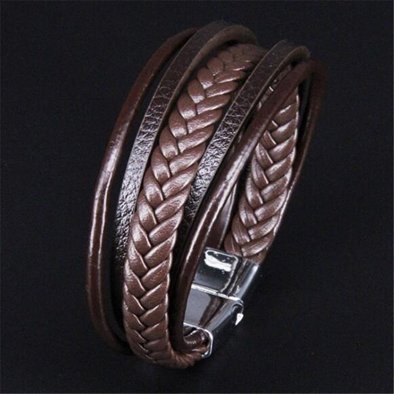 Braided Blue Color Leather Bracelets for Men
