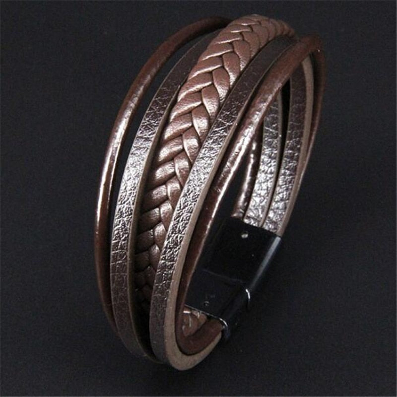 Braided Blue Color Leather Bracelets for Men