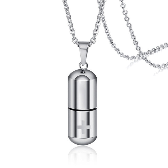 Hollow Pill Necklace for Men Women
