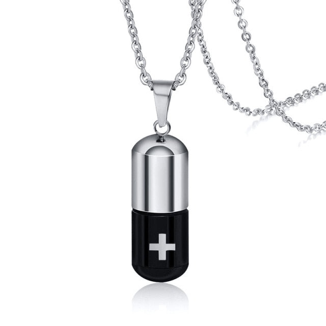 Hollow Pill Necklace for Men Women