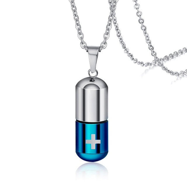 Hollow Pill Necklace for Men Women
