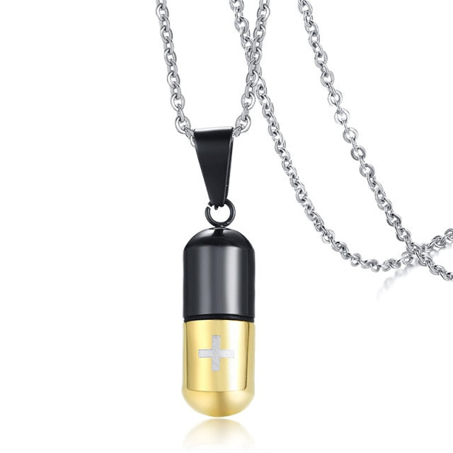 Hollow Pill Necklace for Men Women