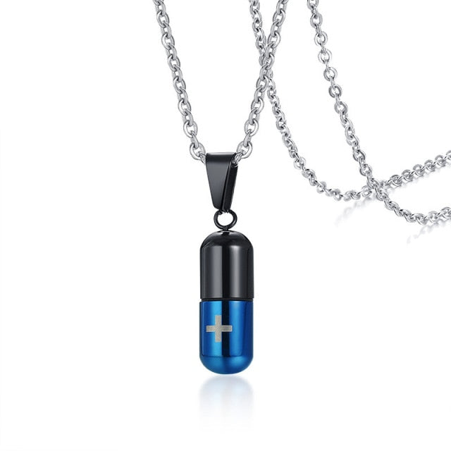 Hollow Pill Necklace for Men Women