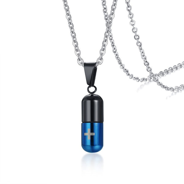 Hollow Pill Necklace for Men Women