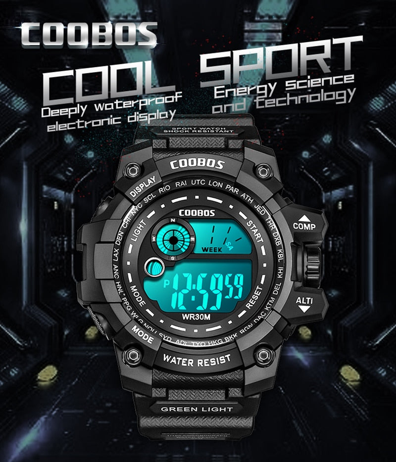 Boys Waterproof LED Cool Luminous Digital Watch
