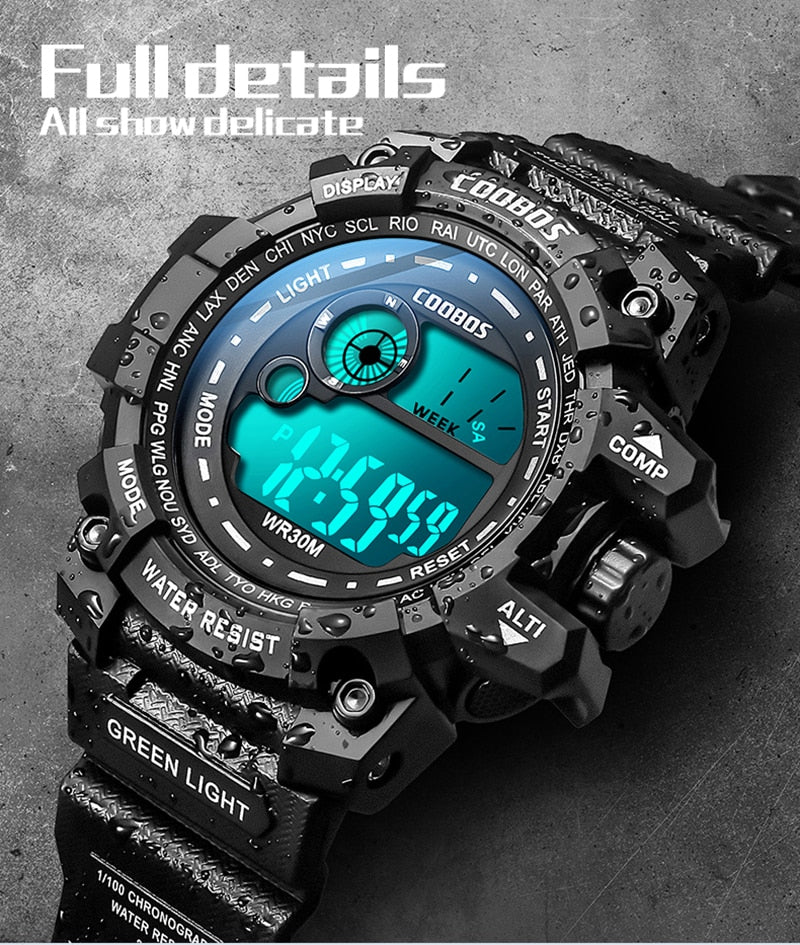 Boys Waterproof LED Cool Luminous Digital Watch