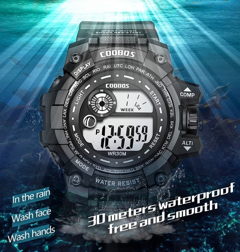 Boys Waterproof LED Cool Luminous Digital Watch
