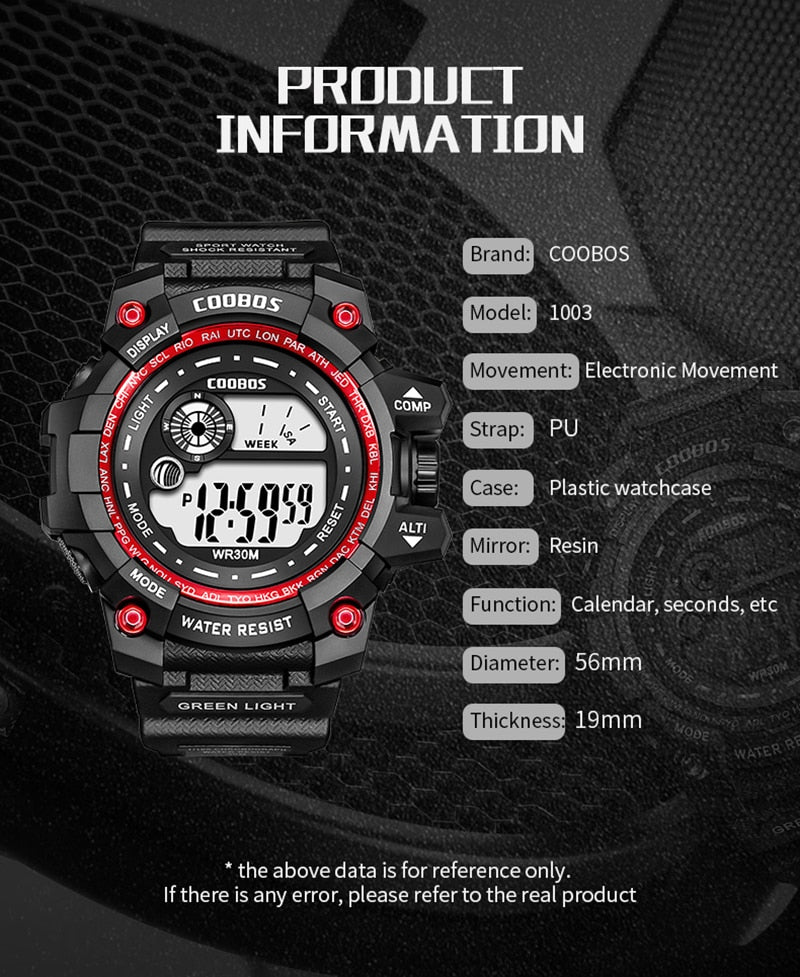 Boys Waterproof LED Cool Luminous Digital Watch