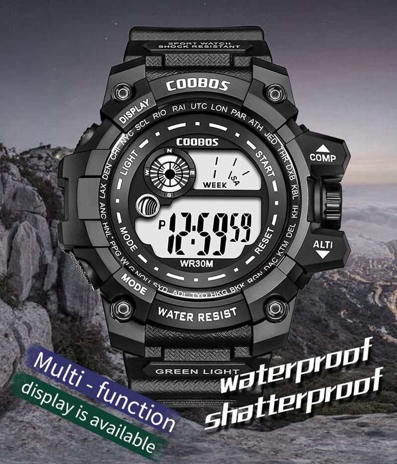 Boys Waterproof LED Cool Luminous Digital Watch