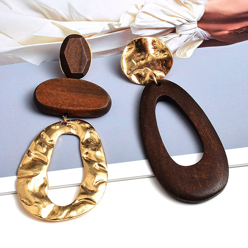 New Arrival Irregularly shaped wooden earring